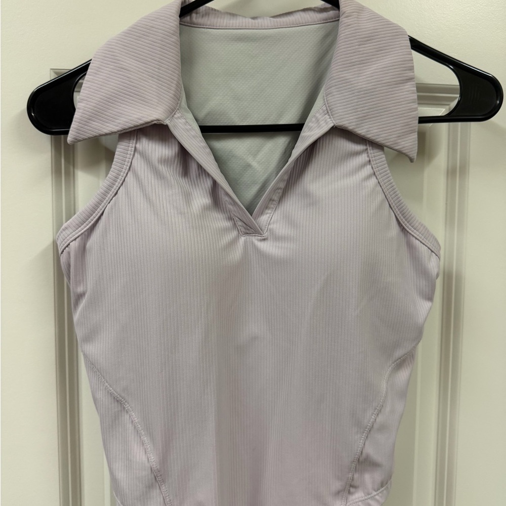 Sleeveless Collared Tank Top - Light Lavender with built in bra